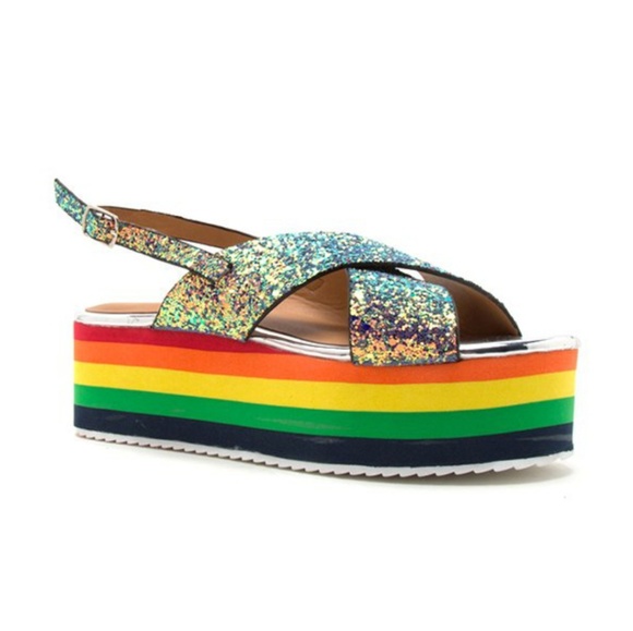 Qupid Shoes - 🎉HP🎉 LAST size 6🌈 Rainbow crisscross sandals